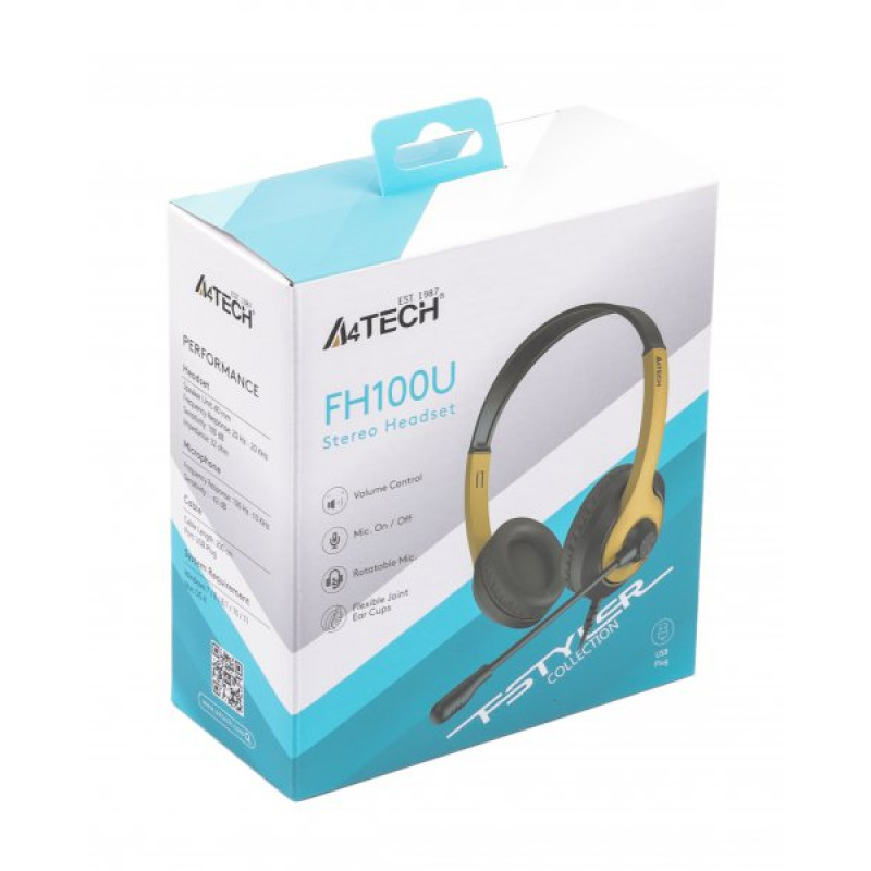 Гарнітура A4-Tech FH100U чорний + золотий
