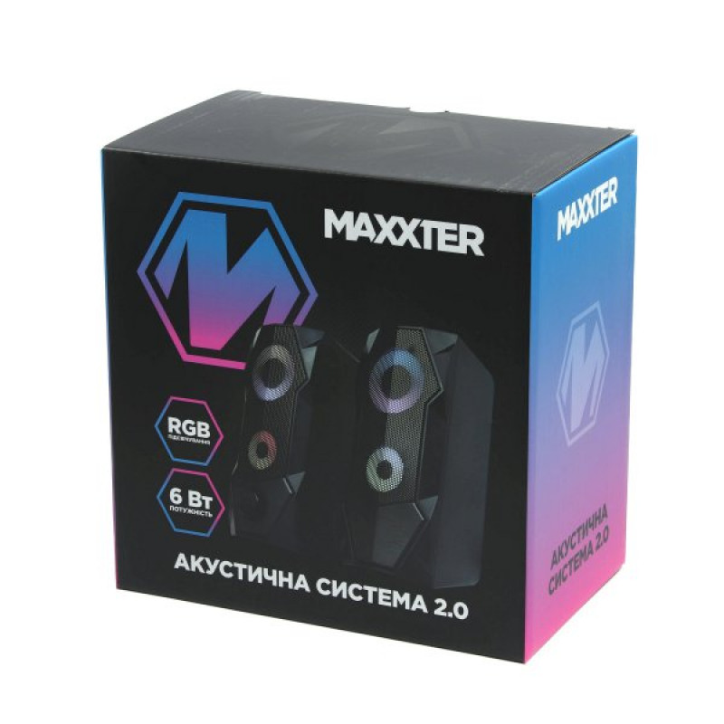 Колонки акустичні CSP-U002RGB USB живлення, RGB підсвічування, чорний