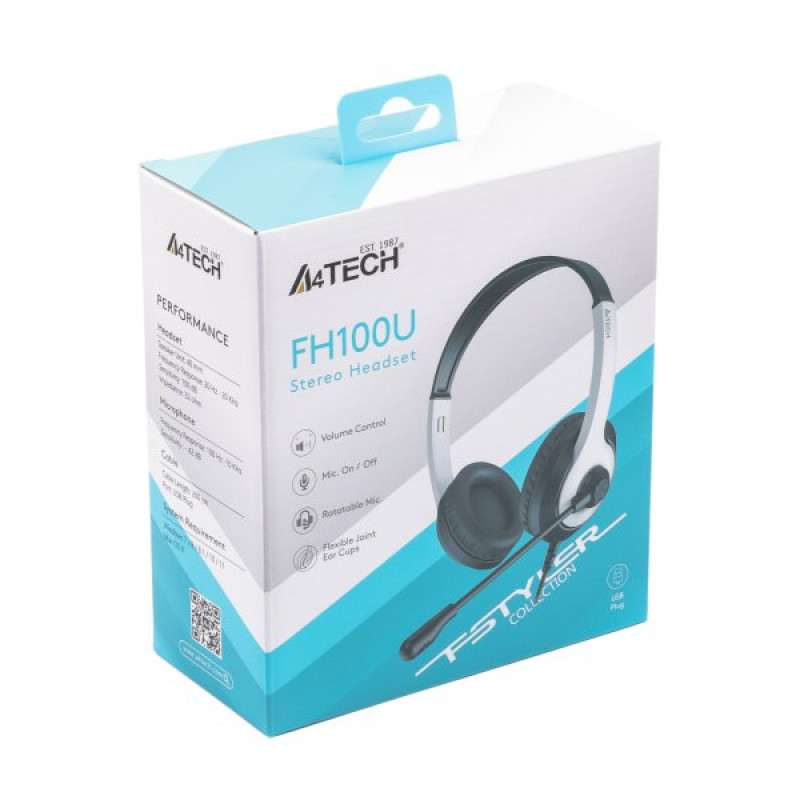 Гарнітура A4-Tech FH100U чорний + білий