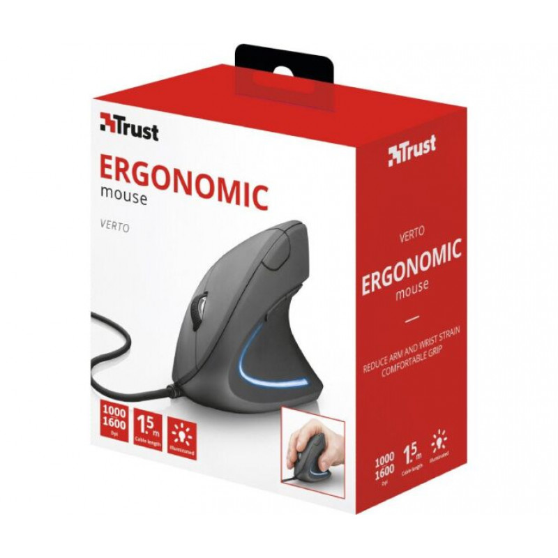 Миша Trust Verto Ergonomic, USB-A, Чорний 25133_TRUST
