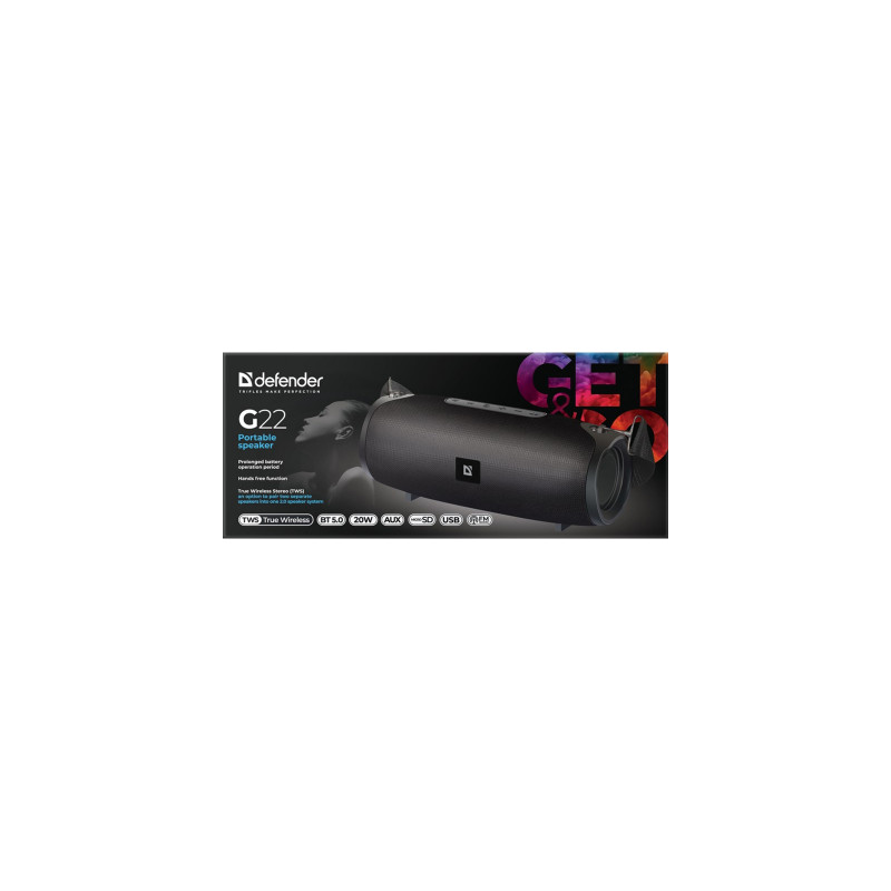 Портативна акустика DEFENDER G22 20Вт, чорний 65122