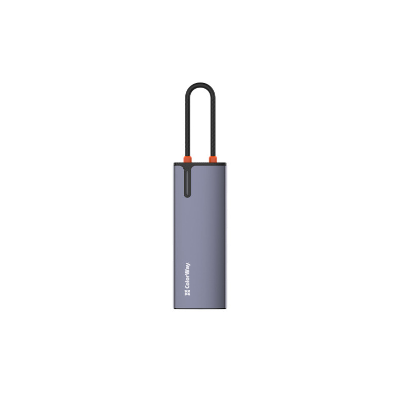 USB хаб (док-станція) СolorWay USB-C 6-в-1 Type C PD 100W/USB3.0х3/USB2.0/RJ45 CW-HUB03