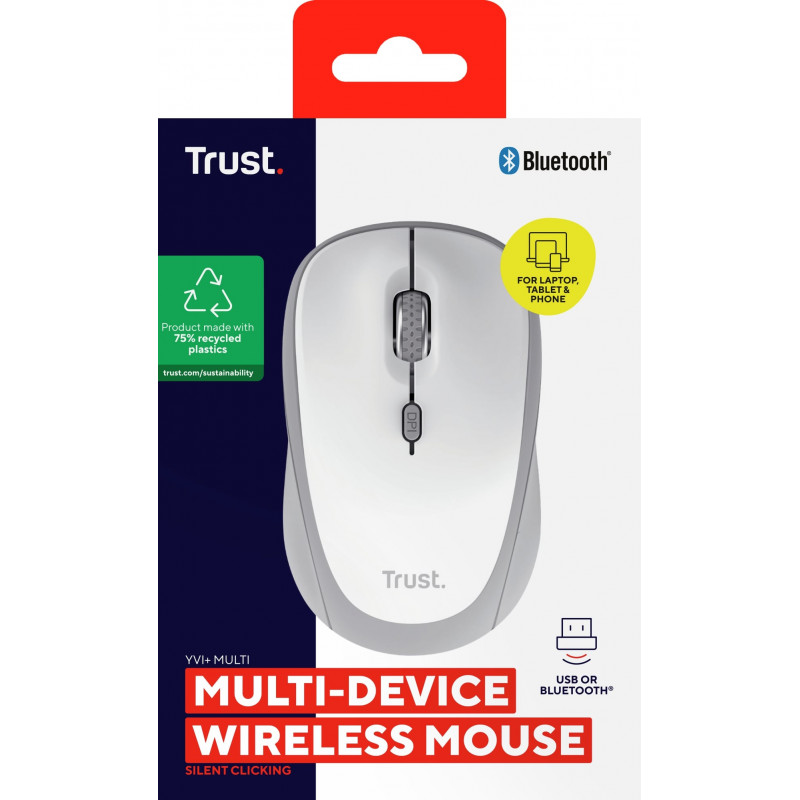 Миша Trust Yvi+ Compact Multi-Device, WL/BT/USB-A, білий 25454_TRUST