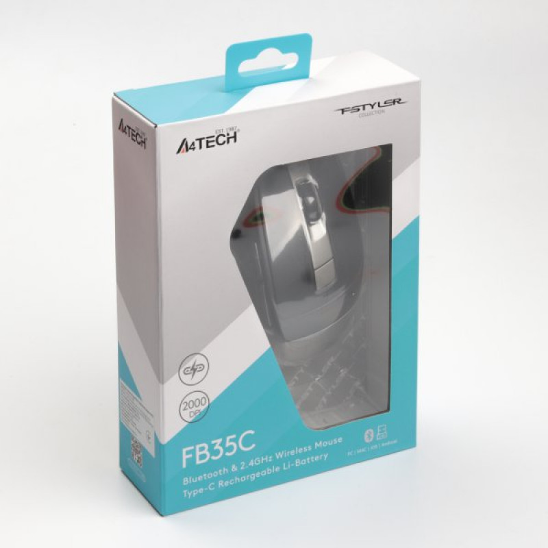 Миша A4Tech Fstyler FB35C (Smoky Grey), BT, USB