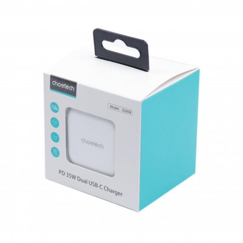 Мережевий зарядний пристрій Choetech Q5008-EU-WH, 2 USB-С