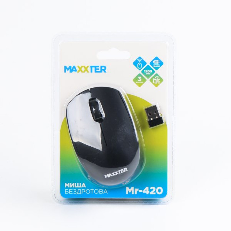 Мишка бездротова Maxxter Mr-420, чорного кольору