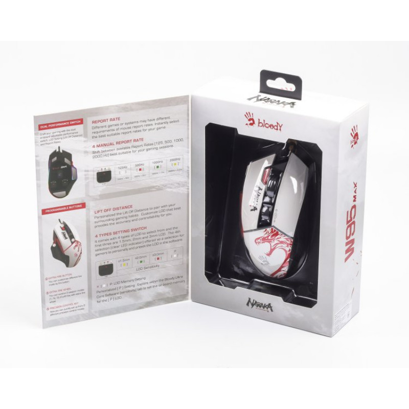 Миша ігрова A4Tech W95 Max Bloody, білий+чорний, Bloody