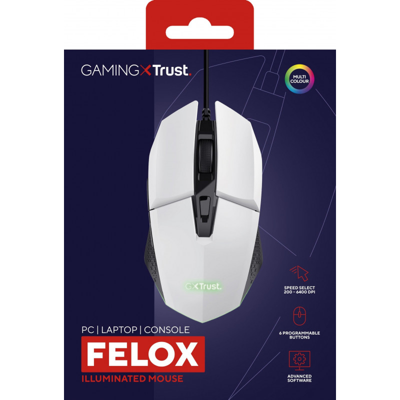 Миша Trust GXT 109 FELOX , RGB, USB-A, Білий 25066_TRUST