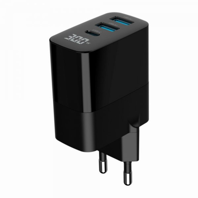 Мережевий зарядний пристрій Gembird TA-UC-PDQC30LCD-BK-02
