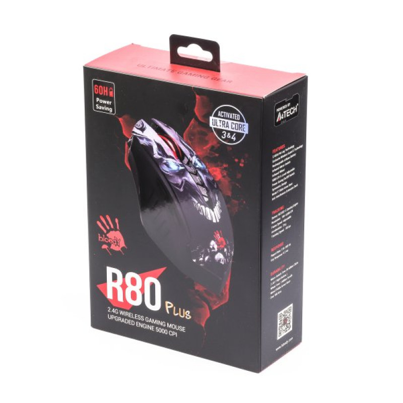 Миша ігрова A4-Tech Bloody R80 Plus, чорна з малюнком