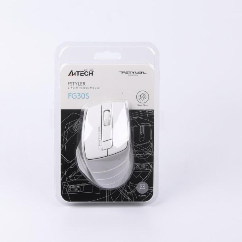 Миша A4Tech Fstyler FG30S (Grey+White), USB