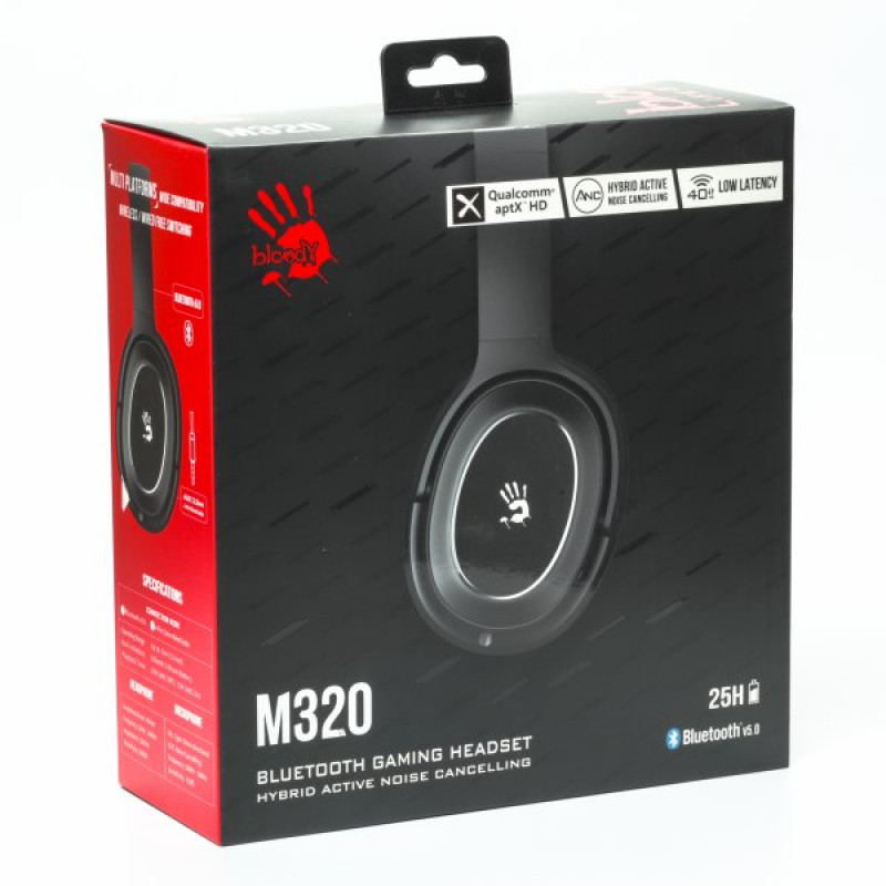 Гарнітура ігрова A4Tech Bloody M320 (Black), Bluetooth v5.0 + 3.5 Jack