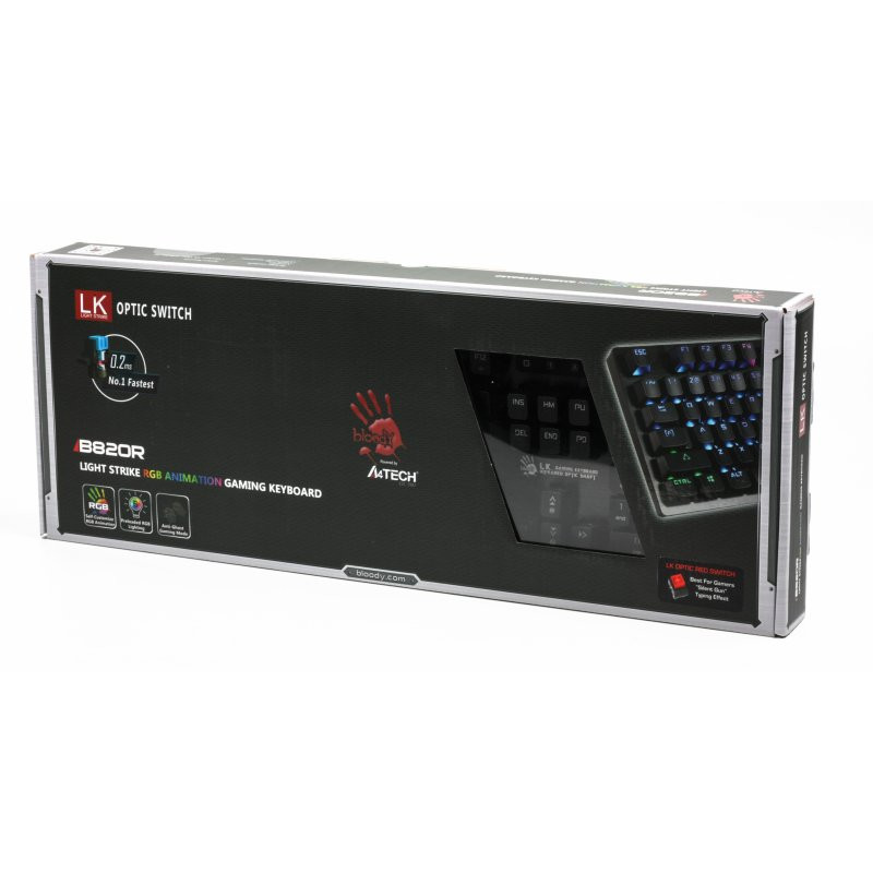 Клавіатура A4Tech Bloody B820R, чорна, підсвічування клавіш, USB