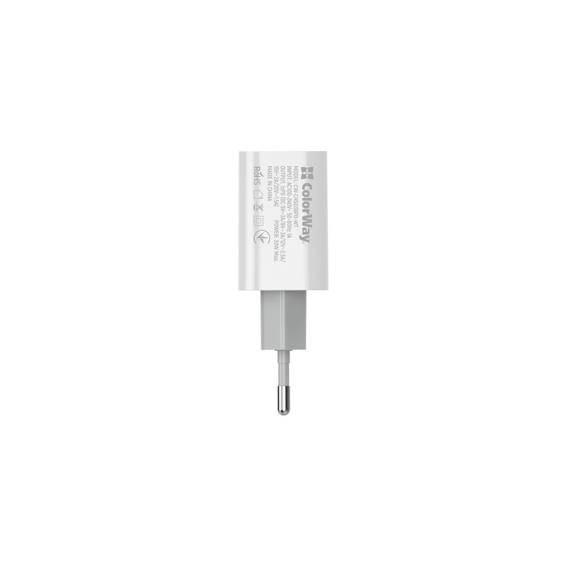 Зарядний пристрій Colorway Power Delivery Port PPS USB Type-C (30W) (CW-CHS038PD-WT)