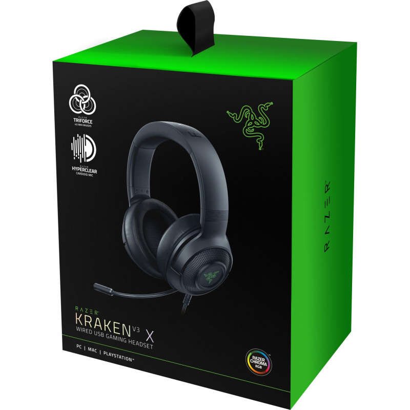 Гарнітура Razer Kraken V3 X, 7.1, USB-A, RGB, чорний FRML Packaging RZ04-03750300-R3M1