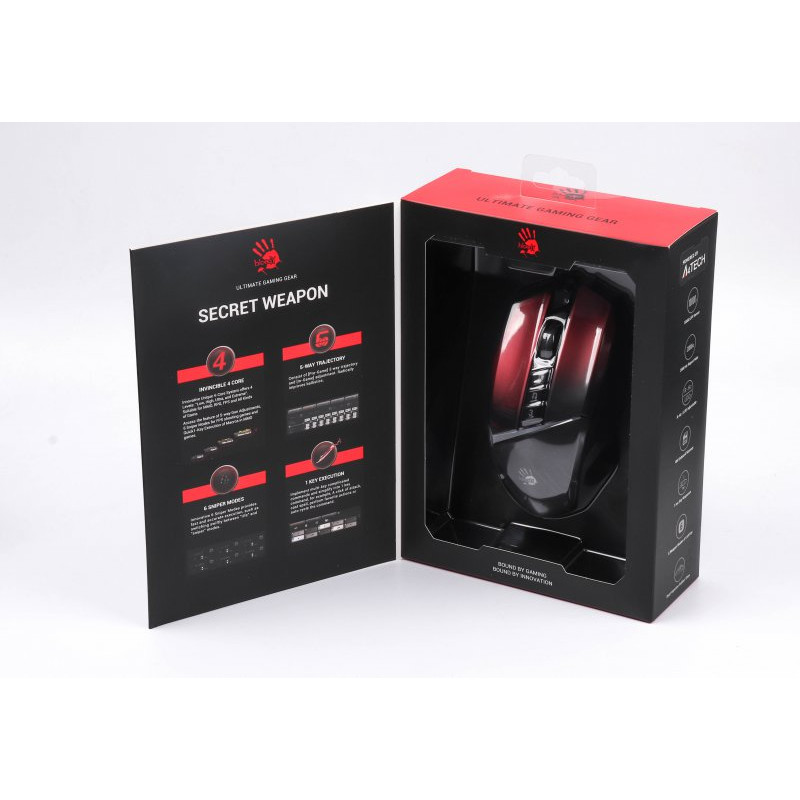 Миша ігрова A4Tech W60 Max Bloody, чорний+червоний, Bloody