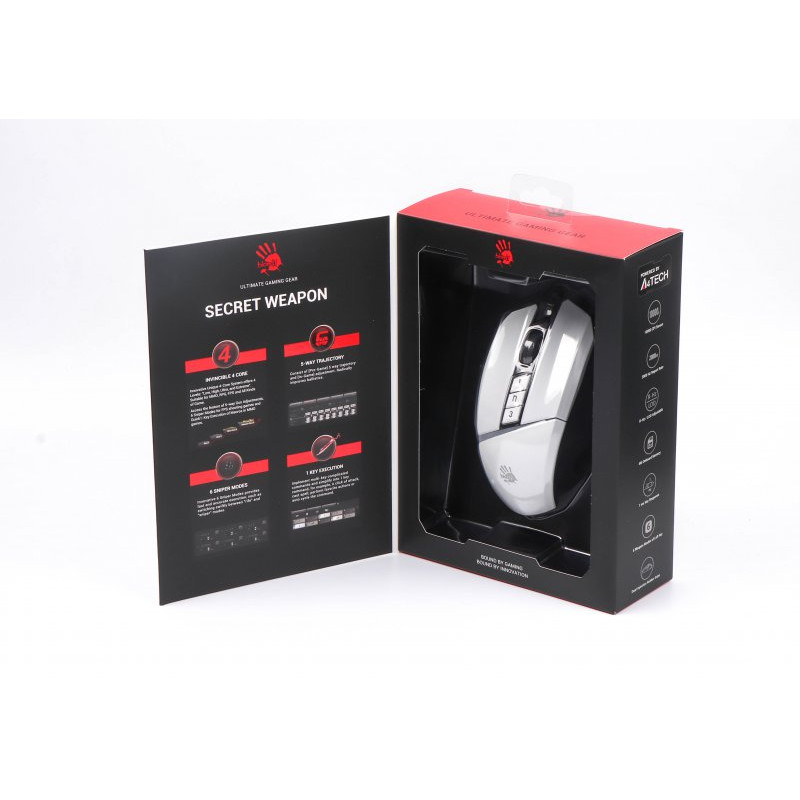 Миша ігрова A4Tech W60 Max Bloody, колір білий+чорний, Bloody