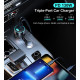 Автомобільний зарядний пристрій TC0011-BK, 3 порти, 130Вт, QC3.0+PD, чорний