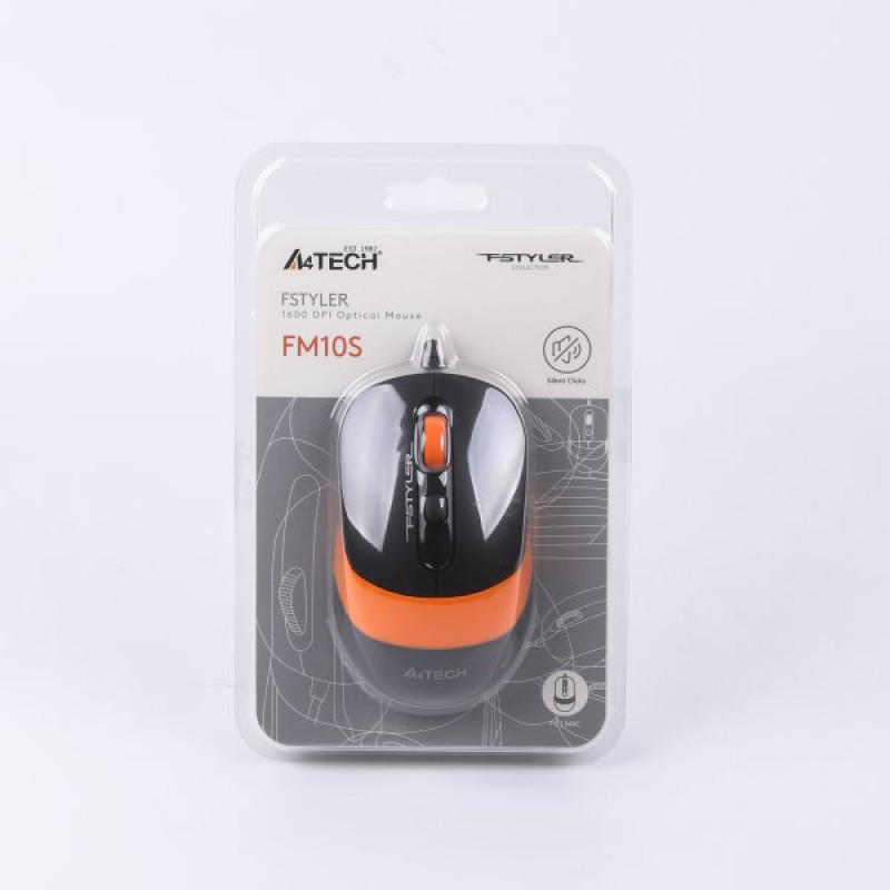 Миша A4Tech Fstyler FM10S (Orange), USB