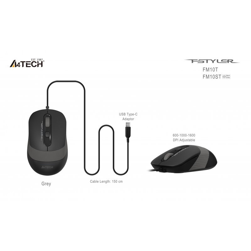 Миша A4Tech Fstyler FM10ST (Grey), USB
