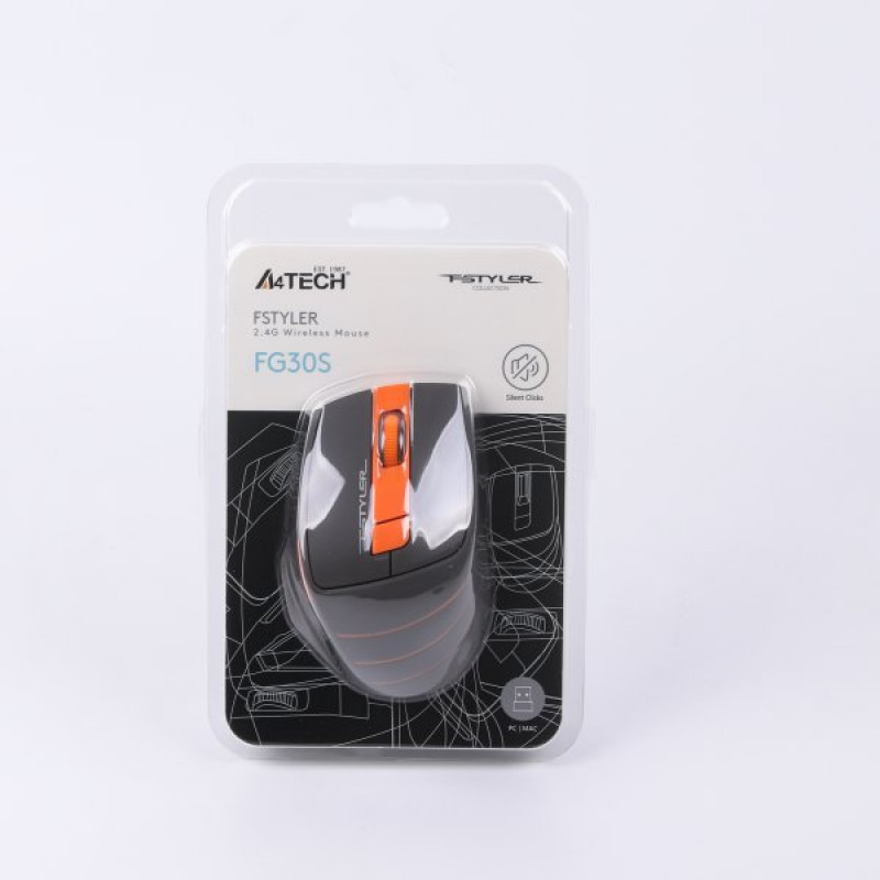 Миша A4Tech Fstyler FG30S (Orange), USB