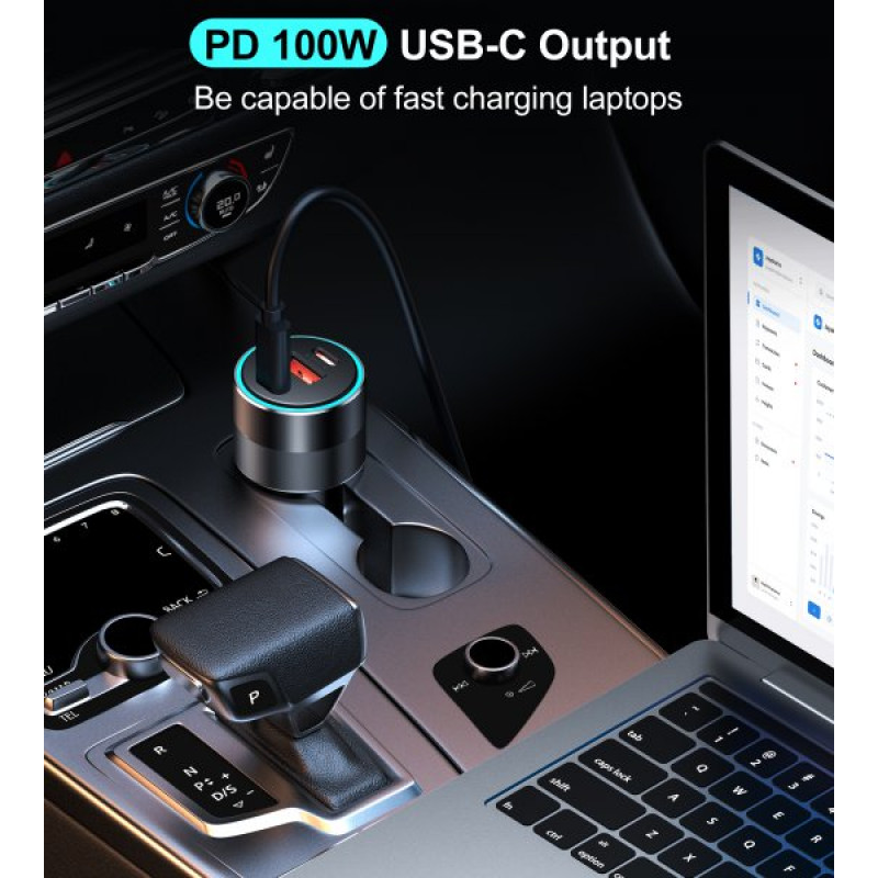 Автомобільний зарядний пристрій TC0011-BK, 3 порти, 130Вт, QC3.0+PD, чорний