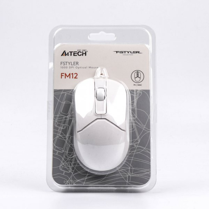 Миша A4Tech Fstyler FM12 (White), USB, колір білий