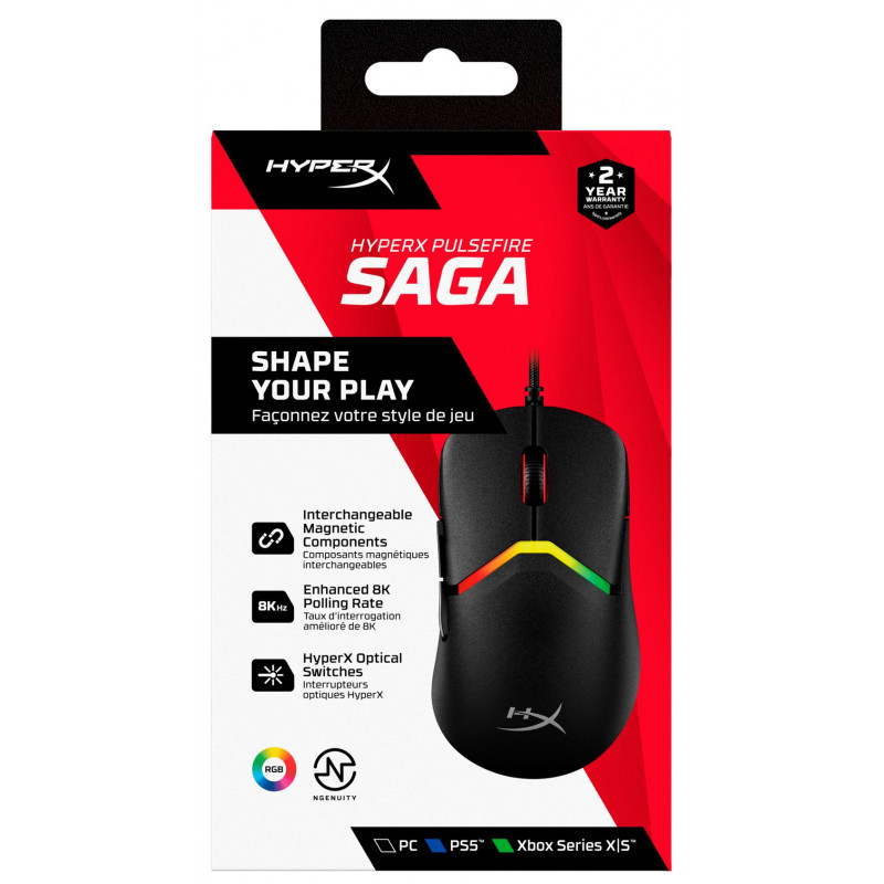 Миша HyperX Pulsefire SAGA, RGB, USB-A, чорний A2PB3AA