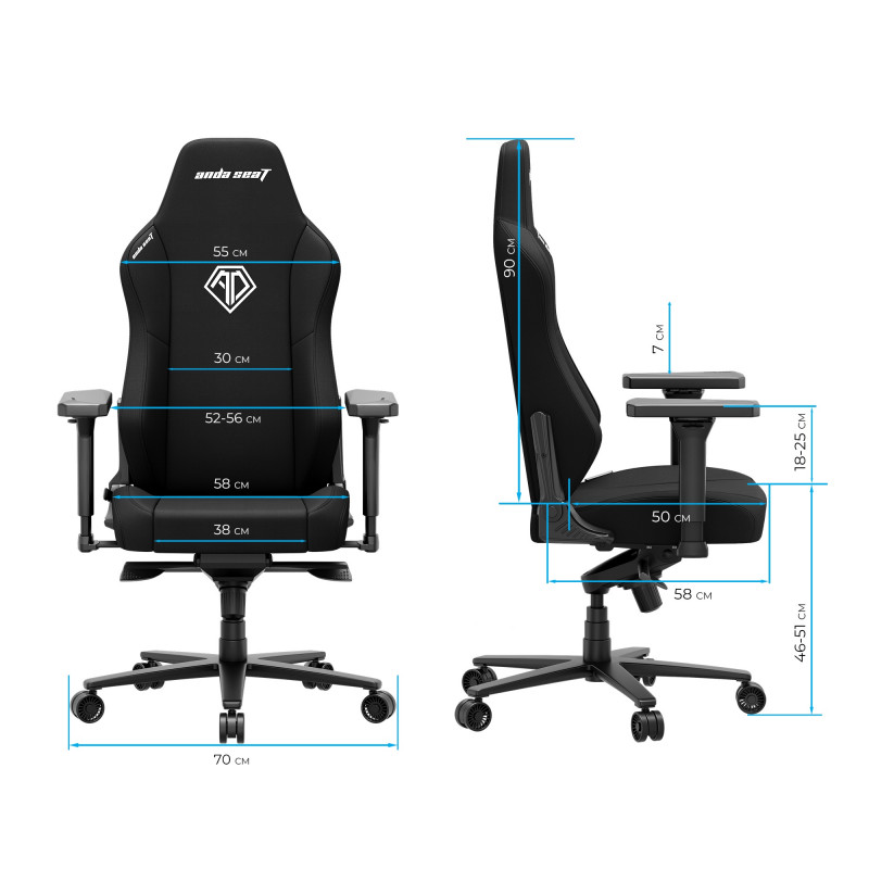 Крісло ігрове Anda Seat Phantom 3 XL Fabric Dark Gray AD18XL-52-GB-F-G01