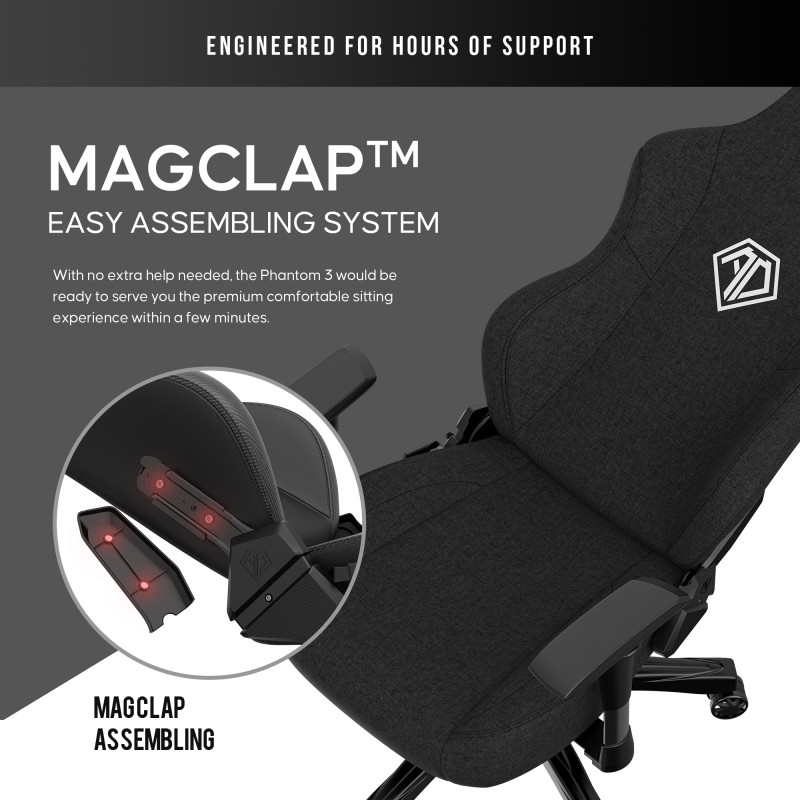 Крісло ігрове Anda Seat Phantom 3 Black Fabric Size L AD18Y-06-B-F