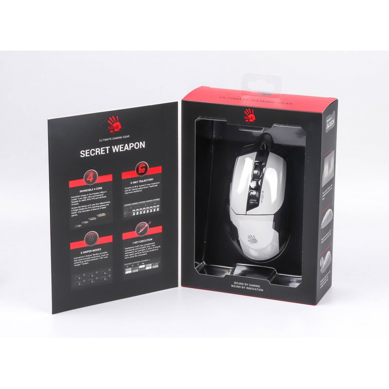 Миша ігрова A4Tech W70 Max Bloody, білий+чорний, Bloody