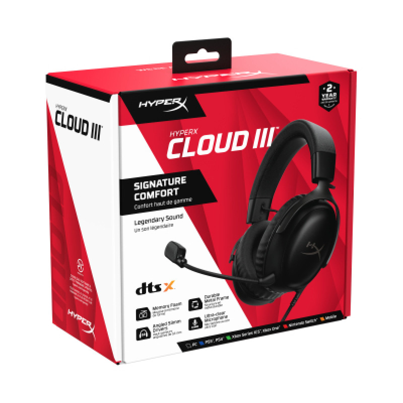 Гарнiтура HyperX Cloud III 3.5mm/USB-A/USB-C Black 727A8AA