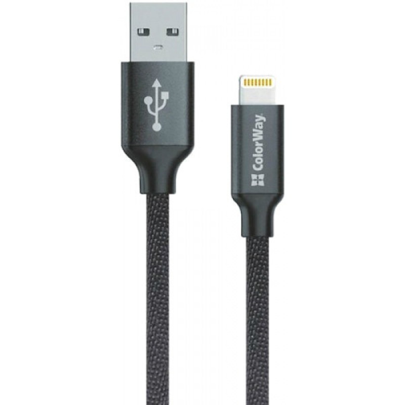 Кабель Colorway USB - Apple Lightning 2.4А 2м Black (CW-CBUL007-BK)