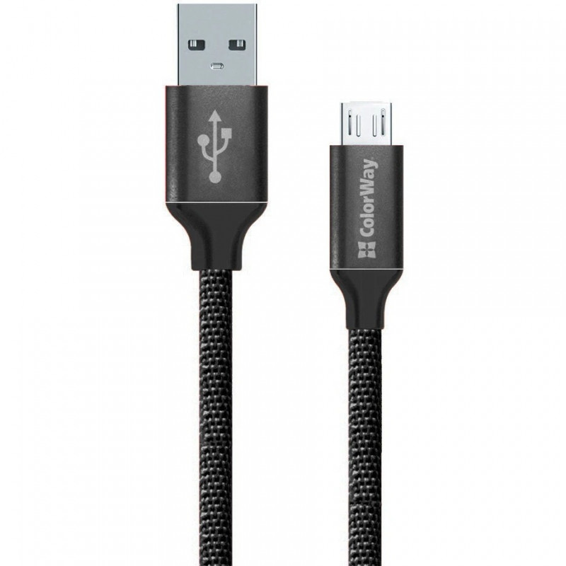 Кабель Colorway USB - MicroUSB 2.4А 2м Black (CW-CBUM009-BK)
