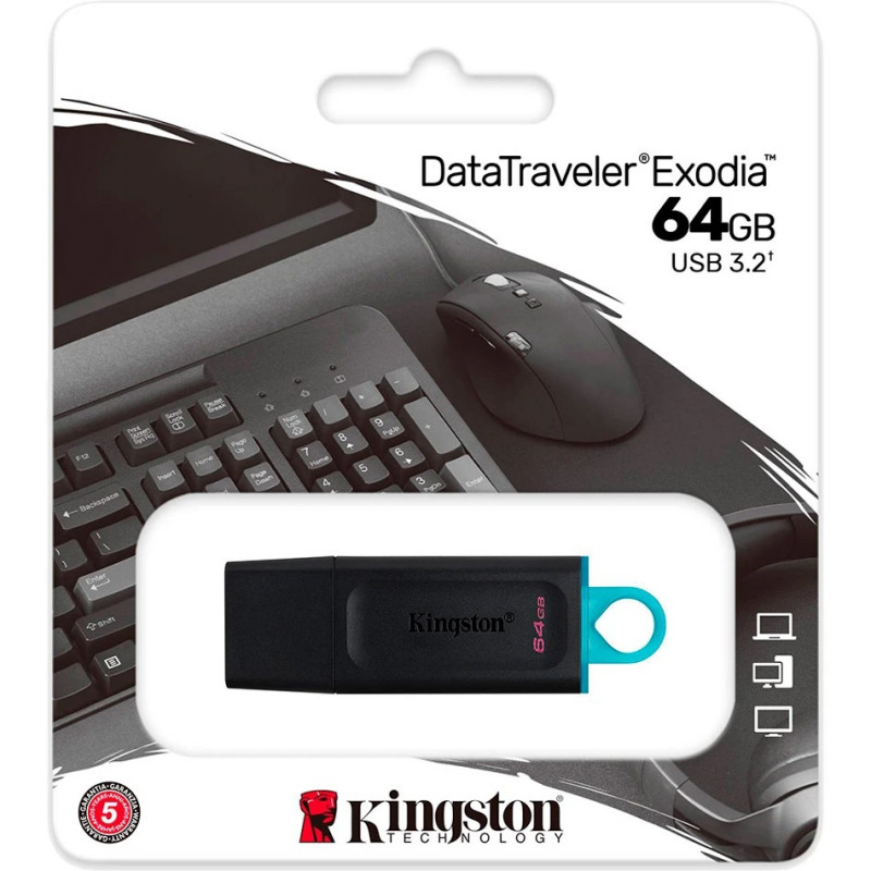 Флешка Kingston USB 3.2 DT Exodia 64GB Black/Teal