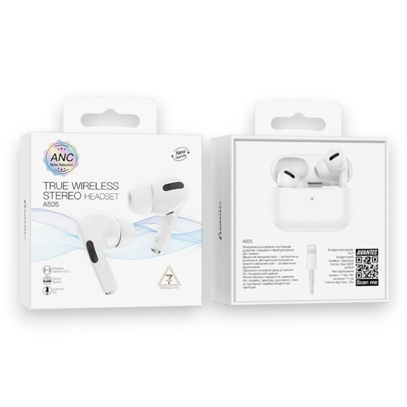 Навушники Avantis A505 ANC Noise Reduction TWS White
