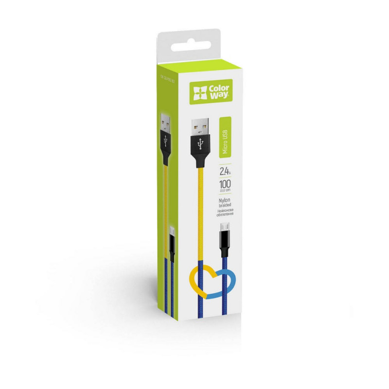 Кабель Colorway USB - MicroUSB (national) 2.4А 1м (CW-CBUM052-BLY)