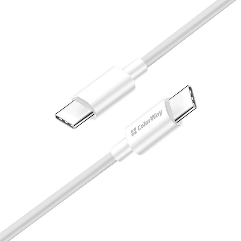 Кабель Colorway Type-C - Type-C (TPE) (PD Fast Charging 60W) 3.0А 1м CW-CBPDCC055-WT