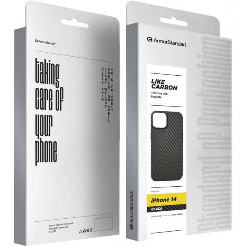 Панель ArmorStandart LikeCarbon MagCase для Apple iPhone 14 Black (ARM66363)