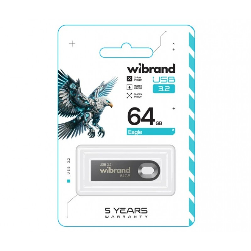Флешка Wibrand USB 3.2 Gen1 Eagle 64GB Grey
