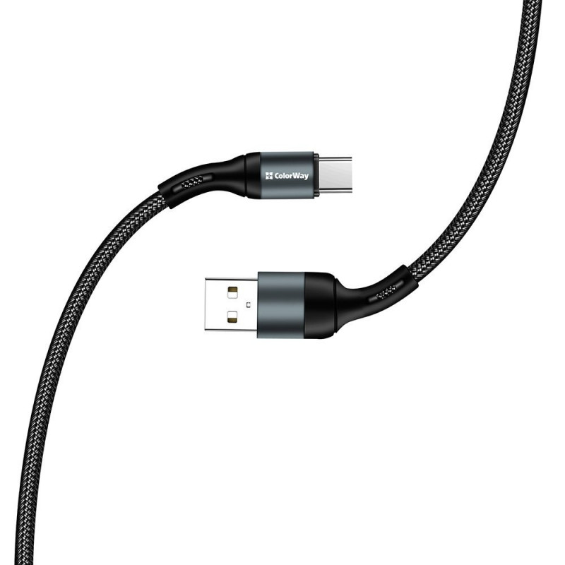 Кабель Colorway USB - Type-C (nylon) 2.4а 1м CW-CBUC045-BK