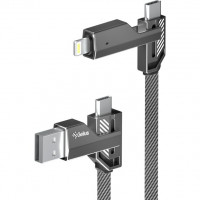 Кабель USB Gelius Twister GP-UCN004 4в1 USB-A/Type-C to Type-C/Lightning (1,2m) (60W) Gray