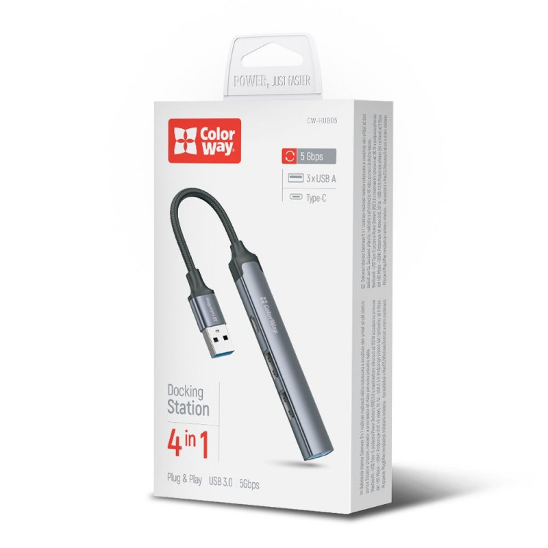 USB хаб СolorWay USB-A 4-в-1 USB2.0х3/USB3.0
