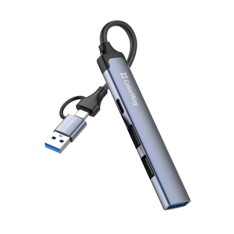 USB хаб СolorWay USB-A/USB-C 4-в-1 USB2.0х2/USB3.0/USB-C2.0