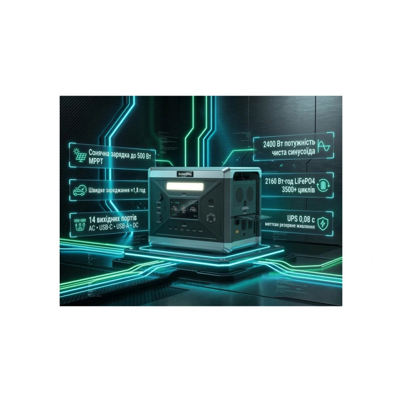 Зарядна станція SolarPlay BCQ2501 2400W 2160Wh (BCQ2501)