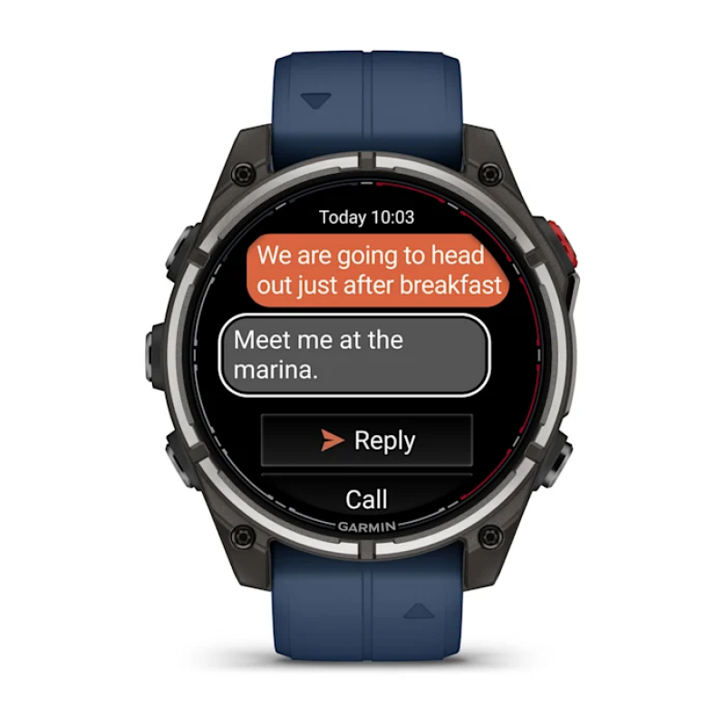 Смарт-годинник Garmin quatix 8 Pro AMOLED Marine GPS Smartwatch 47mm in Titanium with Blue Silicone Band (010-03198-50)