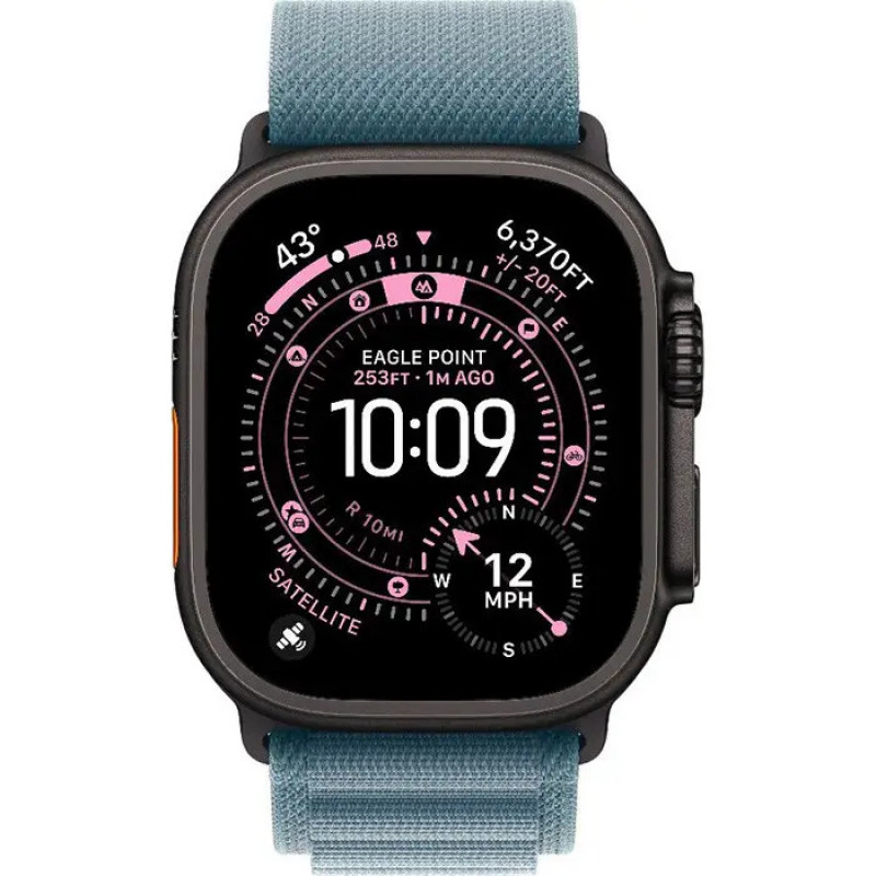 Смарт-годинник Apple Watch Ultra 3 GPS + Cellular 49mm Black Tit. Case w. Light Blue Alpine Loop Medium (MF254+MG9L4)