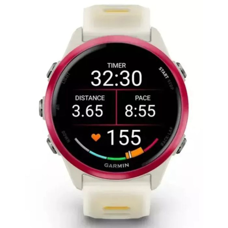 Смарт-годинник Garmin Forerunner 570 42mm Raspberry Aluminum Translucent Bone/Mango Band (010-02970-02/42)