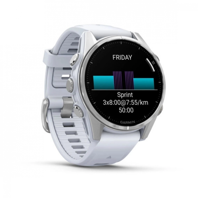 Смарт-годинник Garmin Fenix 8 43mm AMOLED Silver Whitestone Silicone Band (010-02903-00)