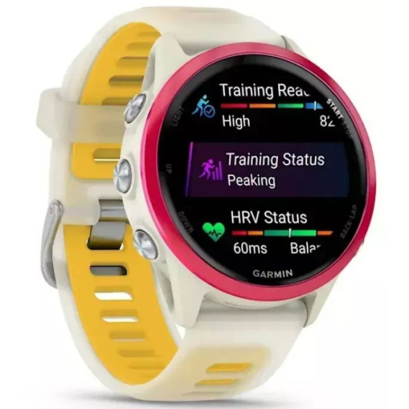 Смарт-годинник Garmin Forerunner 570 42mm Raspberry Aluminum Translucent Bone/Mango Band (010-02970-02/42)